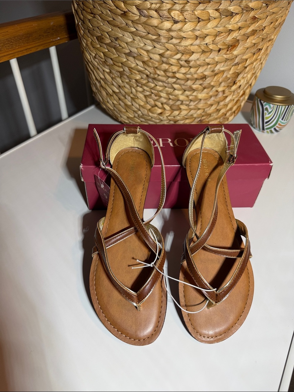 Women’s Merona Tan Leather Strappy Sandals - Classic Summer Style